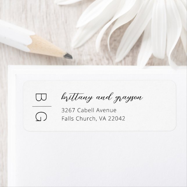 Monogram Modern Simple Wedding Return Address Labe Label (Insitu)