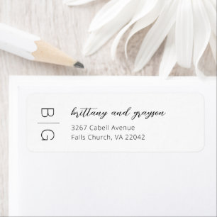 Monogram Modern Simple Wedding Return Address Labe Return Address Label