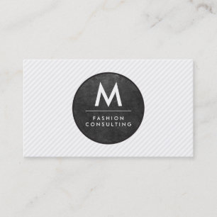 Monogram Modern Slate Texture Stripes Business Card