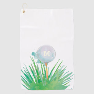 Monogram. Modern Sport.  Golf Ball In Watercolor. Golf Towel