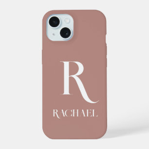 Monogram Modern Stylish Beige iPhone 15 Case