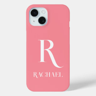 Monogram Modern Stylish Pink iPhone 15 Case