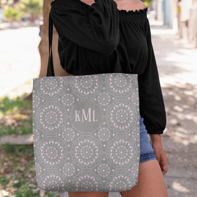 Monogram Modern Stylish Pink Custom Tote Bag (Creator Uploaded)