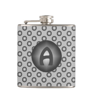 Monogram Modern Stylish Silver Polka Dot Hip Flask