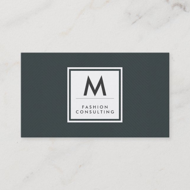 Monogram Modern Subtle Green Pattern Business Card (Front)