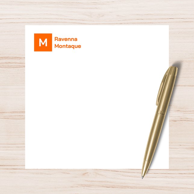 Monogram Modern Sunset Orange Personalised Script  Card (Creator Uploaded)