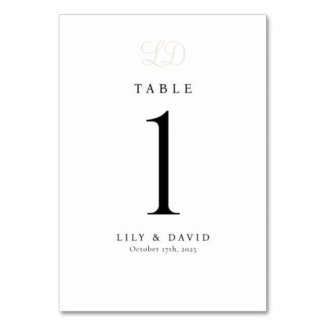 Monogram Modern Table Number (Front)