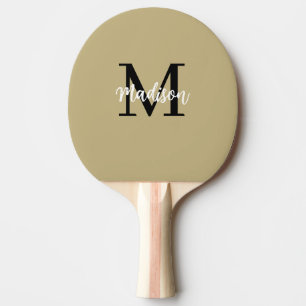 Monogram Modern Tan Black Sand Ping Pong Paddle