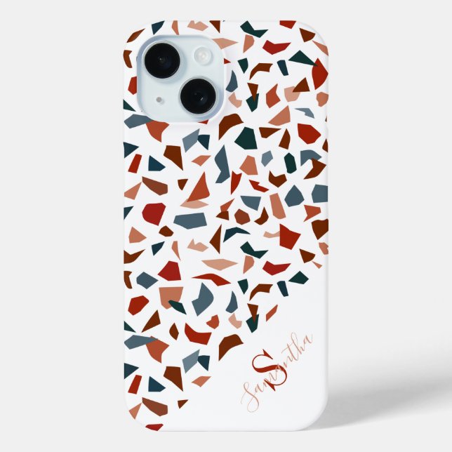 Monogram Modern Terrazzo Mosaic Pattern  Case-Mate iPhone Case (Back)