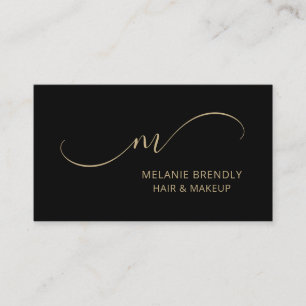 Monogram Modern Trendy Black Business Card