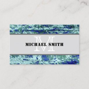 Monogram Modern Vintage Blue Background #2 Business Card
