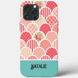 Monogram Modern vintage pattern l Pink and blue iPhone 13 Pro Max Case
