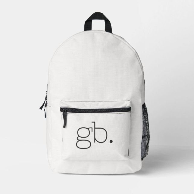 Monogram Modern White Printed Backpack (Front)
