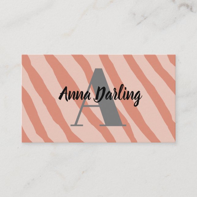 Monogram Modern Zebra Print Business Card (Front)