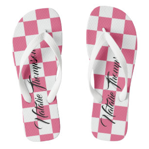 Monogram monogram Chequered pink and white for her Thongs