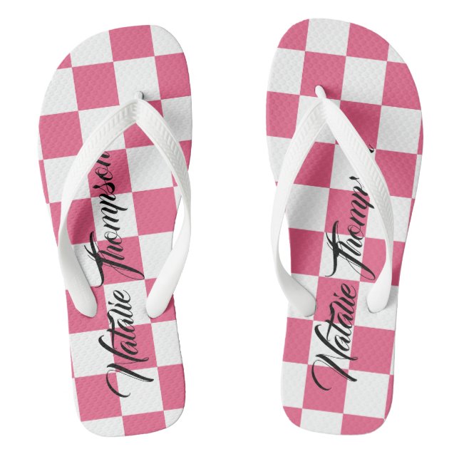 Monogram monogram Chequered pink and white for her Thongs (Footbed)