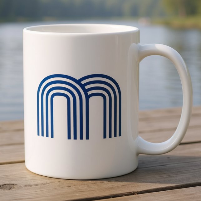 Monogram Monogrammed Initial Blue Modern Simple  Coffee Mug (Creator Uploaded)