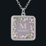 Monogram Monogrammed Magnolia Floral Personalised Silver Plated Necklace<br><div class="desc">This stylish design features your personalised name and monogram surrounded by a frame of magnolia flowers. Personalised by editing the text in the text boxes provided #accessories #jewellery #necklaces #magnolia #floral #gifts #monogram #monogrammed #personalizedgifts</div>