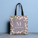 Monogram Monogrammed Magnolia Floral Personalized Tote Bag<br><div class="desc">This stylish design features your personalized name and monogram surrounded by a frame of magnolia flowers. Personalized by editing the text in the text boxes provided #tote #bags #totebags #accessories #magnolia #floral #gifts #monogram #monogrammed #personalizedgifts</div>