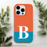 Monogram Monogrammed Simple Modern Orange Blue iPhone 16 Pro Case<br><div class="desc">Monogram Monogrammed Simple Modern Orange Blue Phone 16 Pro Case features your custom personalised initial on an orange and blue colorblock background. Personalise by editing the text in the text box provided. Font and font colour can be changed by personalising. Perfect as a gift for him or her for birthday,...</div>