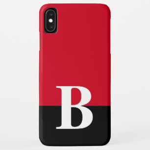 Monogram Monogrammed Simple Modern Red Black iPhone XS Max Case