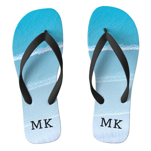 Monogram Monogrammed Waves Tropical Beach Vibes Thongs (Footbed)