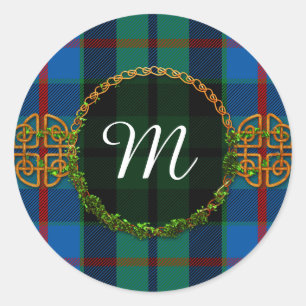 Monogram Morrison Tartan Classic Round Sticker