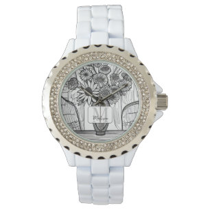 Monogram Mother's Day Gift Floral Art Watch