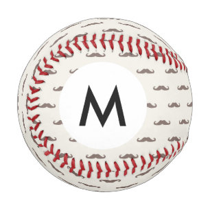 Monogram Moustache hipster pattern 3 Baseball
