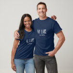 Monogram Mr. & Mrs. Shirt<br><div class="desc">Created for his and hers couple, this short sleeve, cotton crew neck shirt is shown in the navy-blue colour with a sample last name, so you can customise this shirt to your liking, by clicking on customise button, look to right and find the appropriate boxes and change the sample text...</div>