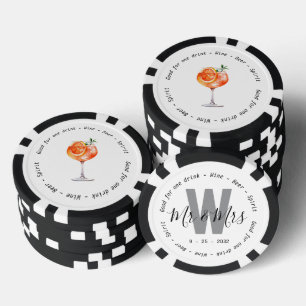 Monogram Mr Mrs Spritz Drink Voucher Wedding Poker Chips