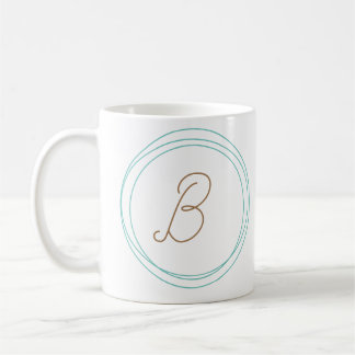 Monogram Mug in Teal/Gold