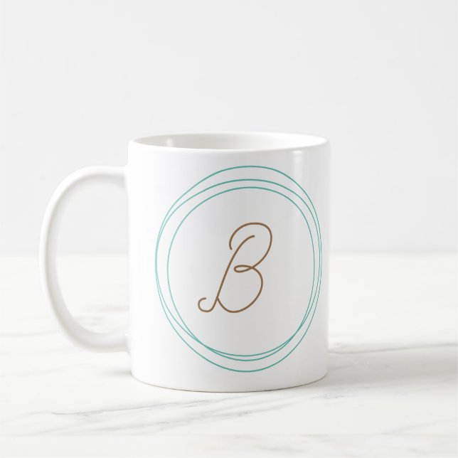 Monogram Mug in Teal/Gold (Left)