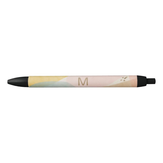 Monogram Mulit Colour Modern Abstract Black Ink Pen (Front)