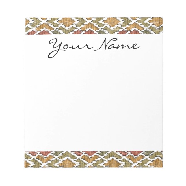 Monogram Multi Colour Tribal Ikat Diamond Pattern Notepad (Front)