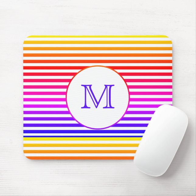 Monogram Multicolor Stripes Personalised Mouse Pad (With Mouse)