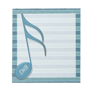 Monogram Music Note and Stripes in Shades of Blue