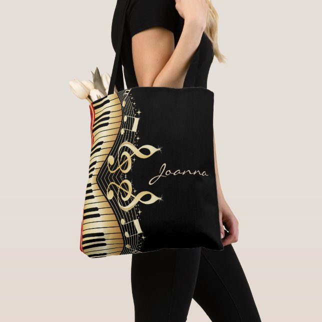 Monogram Musical Keyboard Tote Bag (Close Up)