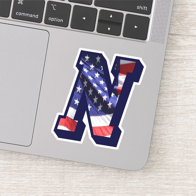 Monogram N American Flag Letter N Initial USA (Detail)