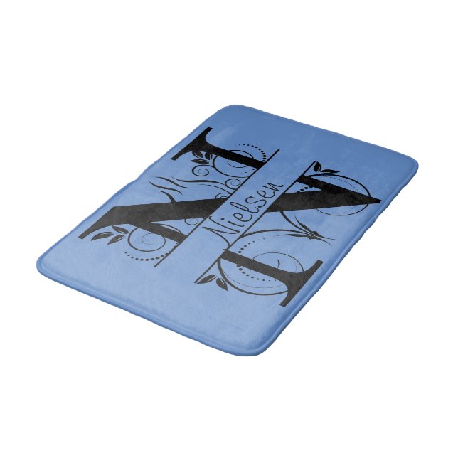 Monogram N Initial Bath, Kitchen Mat Choose Colour (Angled)