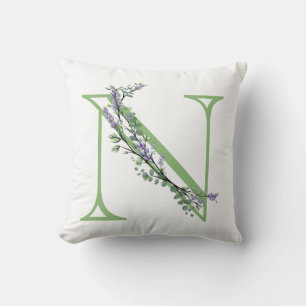 Monogram N Lavender Eucalyptus Cushion