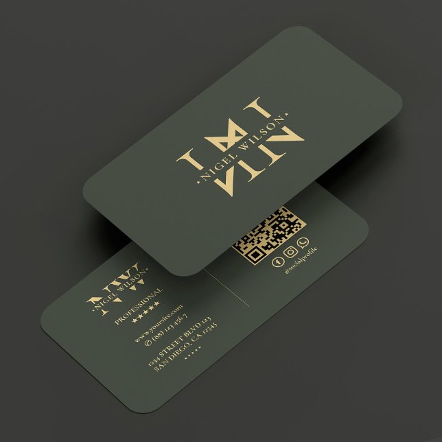 Monogram N Modern Logo Elegant Dark Green Business Card (Monogram N Modern Logo Elegant Dark Green Business Card
)