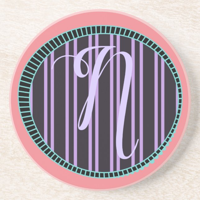 Monogram N Sandstone Coaster (Front)