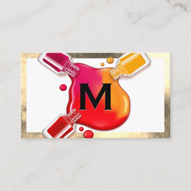 Monogram | Nail Polish Pour Business Card (Front)