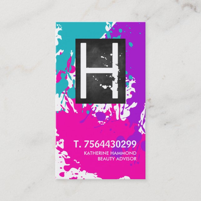 Monogram Nail Technician Business Card (Front)