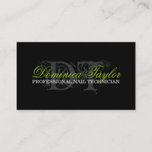 Monogram Nail Technician Business Cards