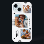 Monogram Name 3 Photo Collage Trendy Modern iPhone 15 Case<br><div class="desc">Monogram Name 3 Photo Collage Trendy Modern iPhone 15 Phone Cases features a photo collage of three of your favourite photos with your personalised name and monogram in elegant black script. Personalise by editing the text in the text boxes provided. Perfect for birthday, Christmas, Mother's Day and more. PHOTO TIP:...</div>