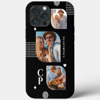 Monogram Name 3 Photo Collage Trendy Modern