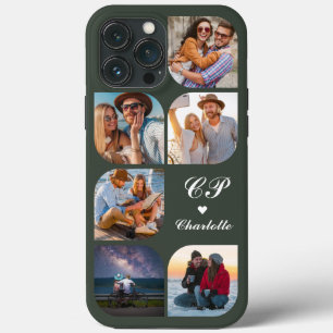 Monogram Name 6 Photo Modern Trendy Simple iPhone 13 Pro Max Case