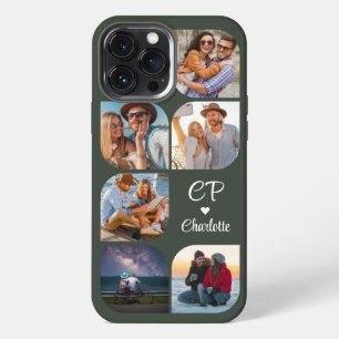 Monogram Name 6 Photo Modern Trendy Simple iPhone 13 Pro Max Case